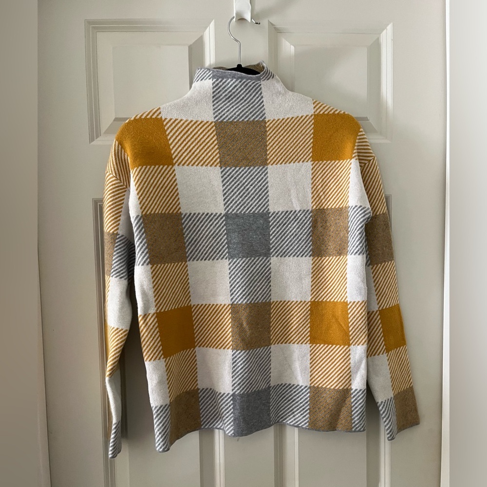 Women’s TAHARI Colorblock Plaid cowl neck long sleeve sweater size S